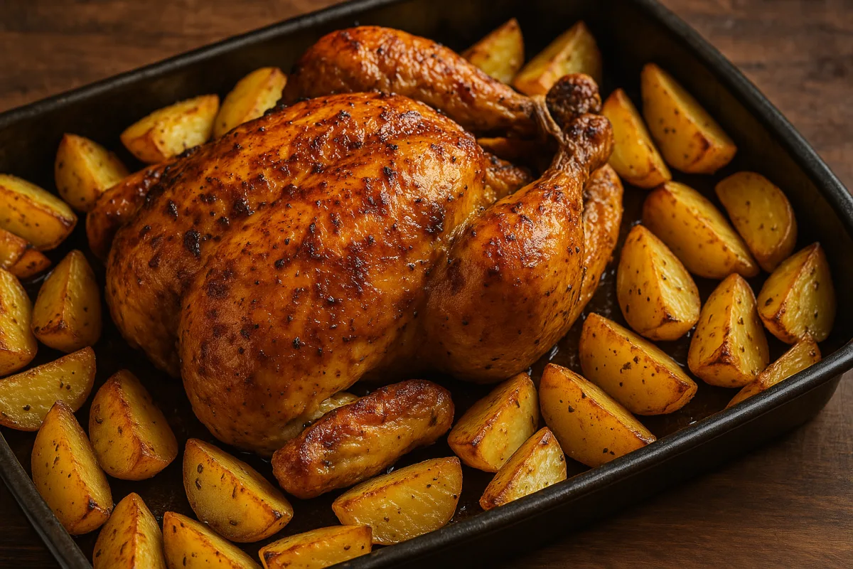 Pollo arrosto con patate in forno: la marinatura che fa la differenza nel sapore finale