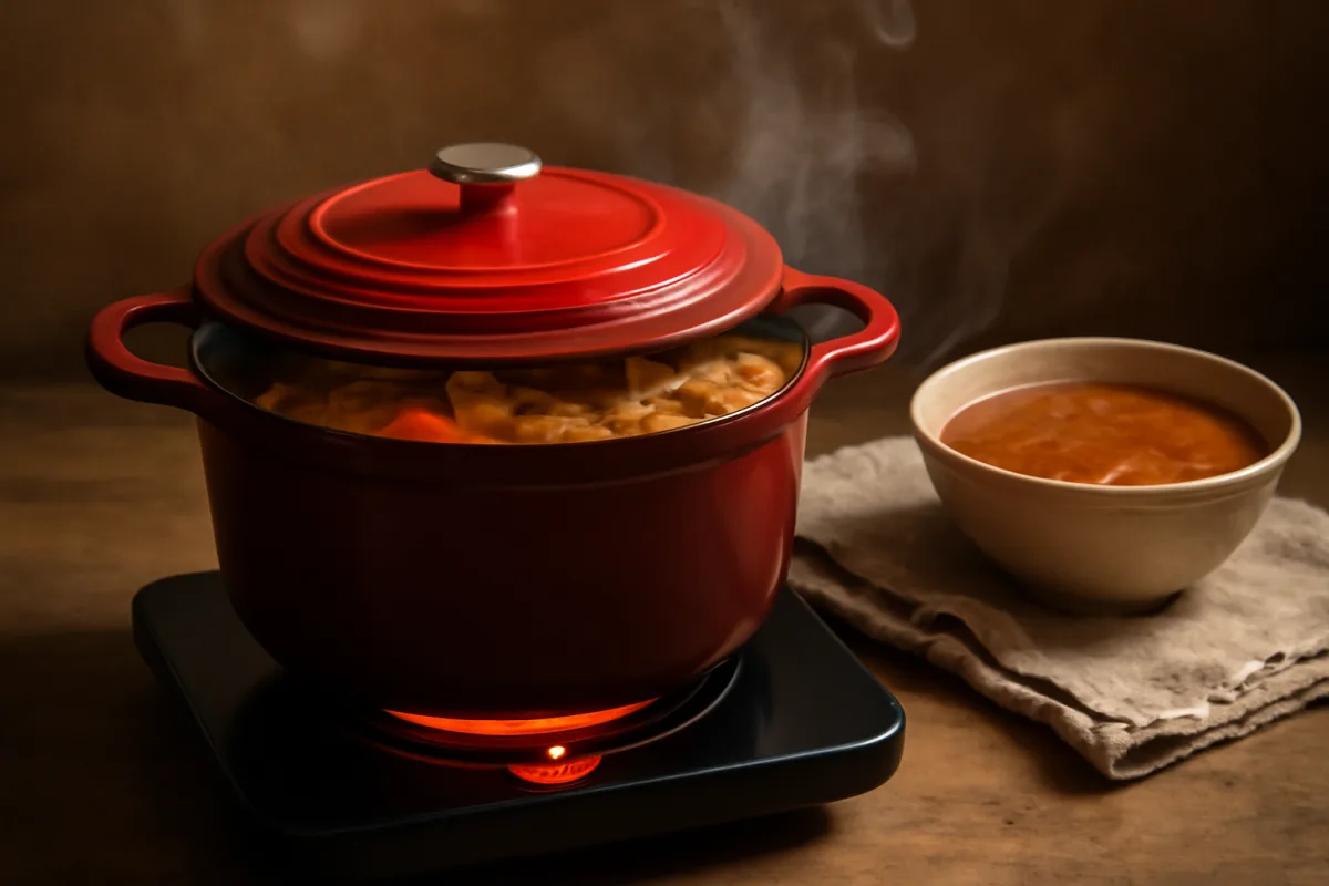 Pentola in ghisa smaltata: come mantiene il calore per stufati e zuppe lente