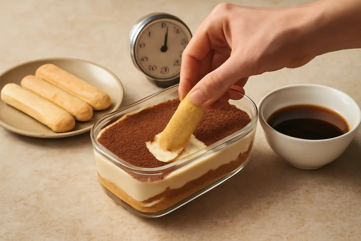 Inzuppare i savoiardi nel tiramisù: il tempo esatto che evita uno strato sfatto