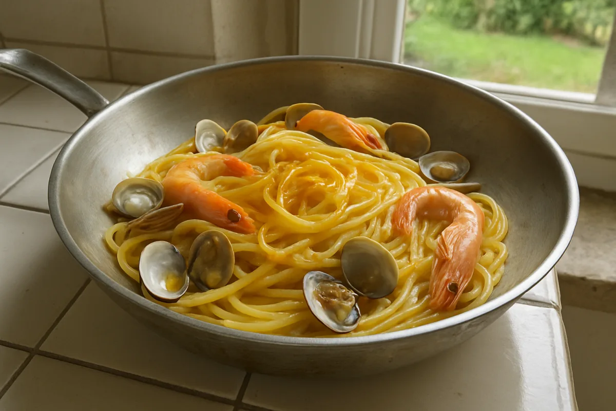 Carbonara di mare: l'uovo crema il sugo solo se sai quando toglierla dal fuoco