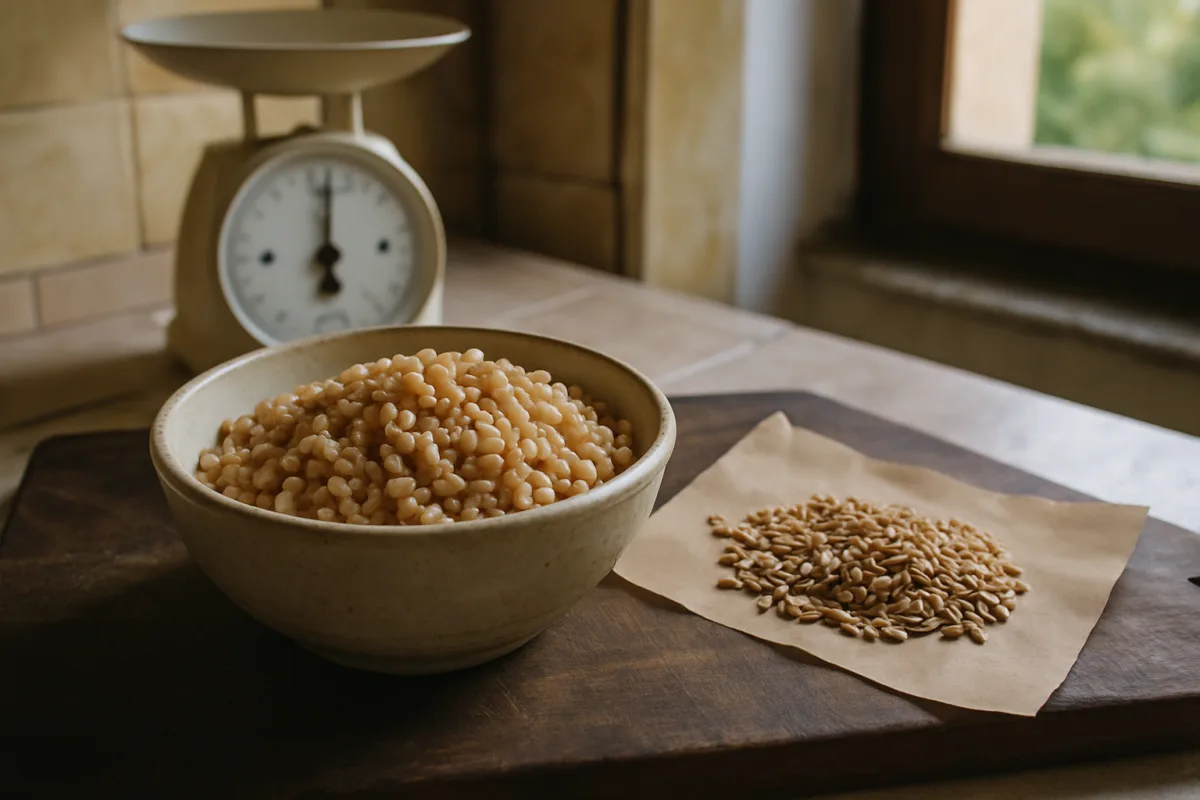 Farro cotto: quanti grammi diventano 100 g di secco sul piatto