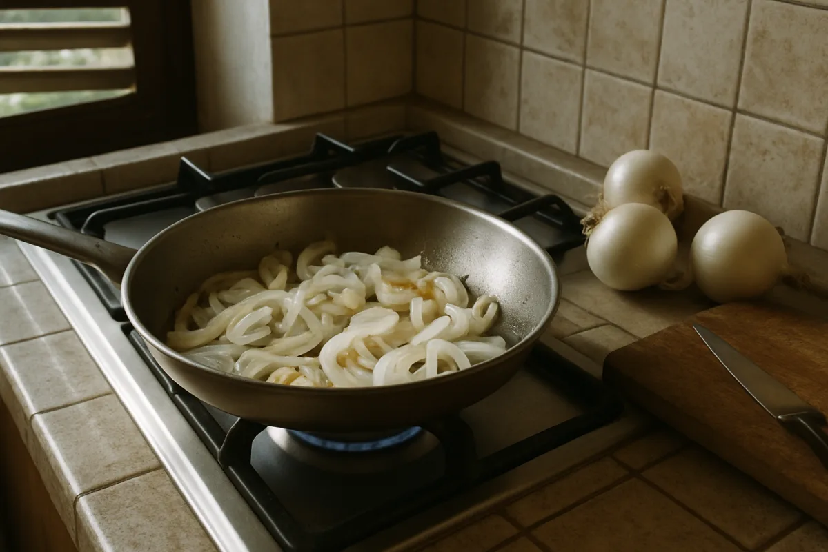 Cipolla che si scioglie in padella: il segreto delle penne alla cipollara
